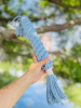 Large Aqua Handmade Macrame Candy Rope for Big Dogs